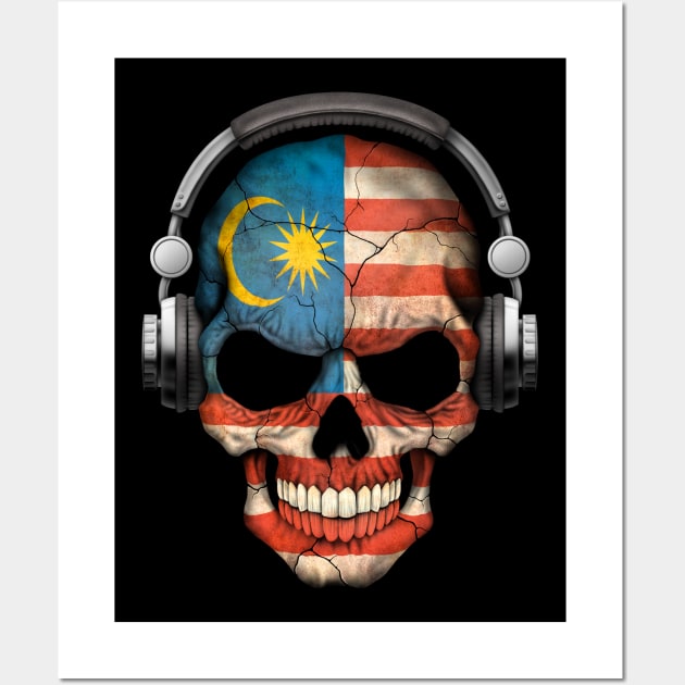 Dark Skull Deejay with Malaysian Flag Wall Art by jeffbartels